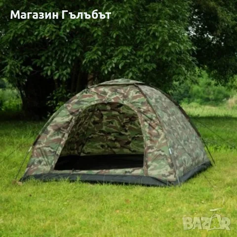 Камуфлажна, четириместна, водонепромокаема палатка 208 X 208см, снимка 6 - Палатки - 56154815