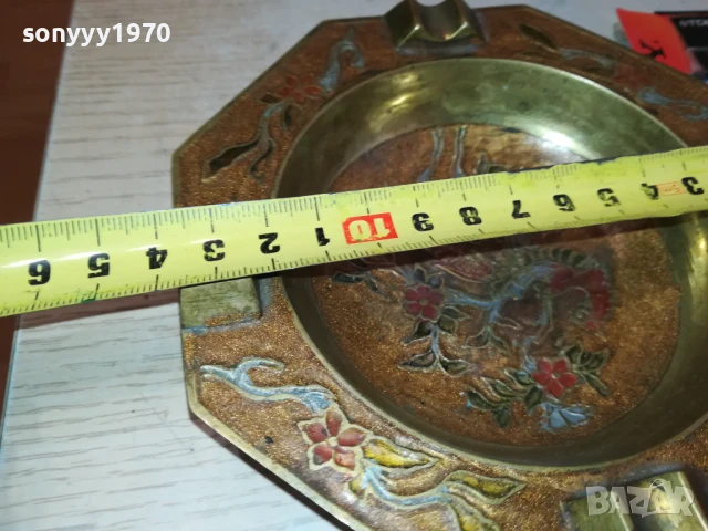 ПЕПЕЛНИК-МЕД/МЕСИНГ-MADE IN INDIA-ВНОС SWISS 1708251800, снимка 12 - Антикварни и старинни предмети - 51394535