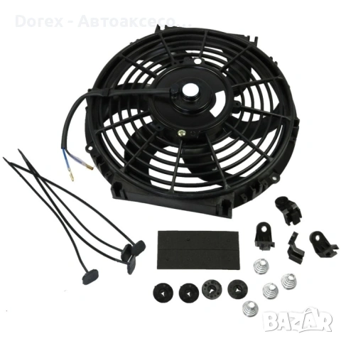 Универсален електрически вентилатор перка за радиатор - 10'' (25см), 12V, 80W, ABS и стомана, безшум, снимка 2 - Аксесоари и консумативи - 54196418