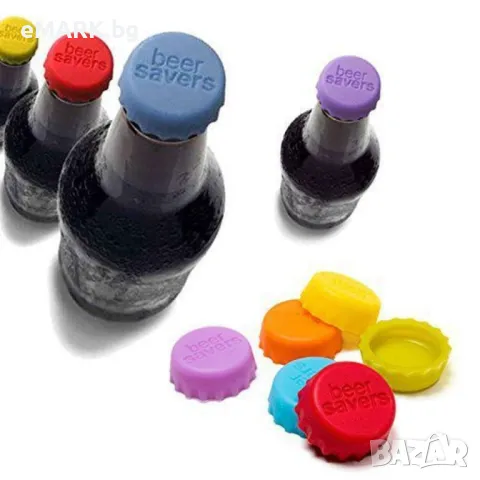 Комплект от 6 броя силиконови капачки за бутилки, снимка 1