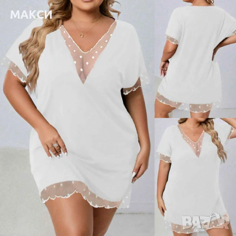 Макси секси еластична фина нощница с дантела деколте в черно, бяло, бордо и лилаво - много меко, сил, снимка 2 - Нощници - 51206044