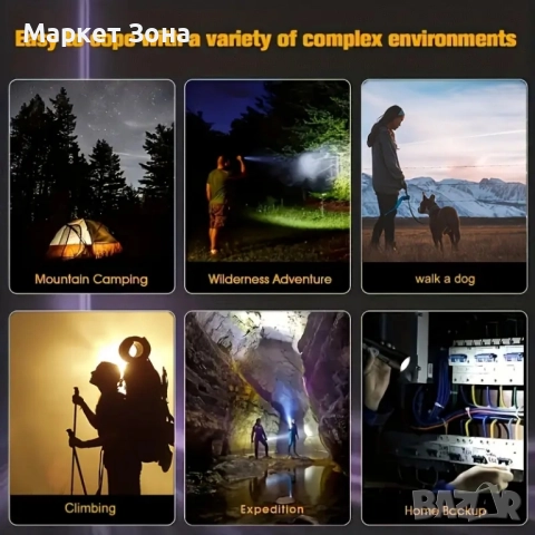 Мощно водоустойчиво зумиращо тактическо фенерче, снимка 4 - Къмпинг осветление - 51537673