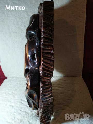 Стара маска дърворезба от миналия век-перфектна, от масивно дърво, снимка 8 - Антикварни и старинни предмети - 29225745