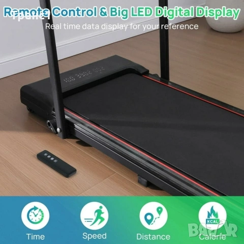 Компактна Бягаща пътека с скорост 1-8 км/ч, 2.5 к.с.и наклон, снимка 10 - Фитнес уреди - 54186830