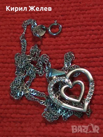 НЕЖНО СРЕБЪРНО КОЛИЕ със СЪРЧИЦЕ МАРКОВО СРЕБРО 925 CZ с БЯЛА ПОЗЛАТА и ЦИРКОНИ 38501, снимка 9 - Колиета, медальони, синджири - 49522592