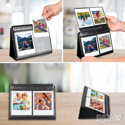 Настолен фотоалбум с 64 джоба за Fujifilm Instax Wide 300, Polaroid 600 i-Type 9х11 см, черен, снимка 9 - Други стоки за дома - 44533269