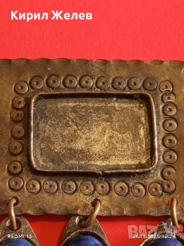 ЕТНО БРОШКА с МЕТАЛЕН ОБКОВ и СИНИ КАМЪНИ ЛАПИС ЛАЗУЛИ 52192, снимка 4 - Други - 52545520