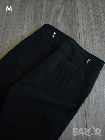 Жесток чер дамски панталон Yves Saint Laurent + златни брошки , снимка 12 - Панталони - 52926903
