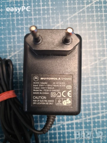 Оригинален захранващ адаптер MOTOROLA SPN4989A Fe3515 036E060 3.6V 600mA, снимка 2 - Друга електроника - 50698476