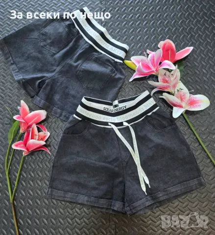 Дамски Меки Дънкови Къси Панталони С Апликация От Камъчета И Връзки Код VL-78, снимка 5 - Къси панталони и бермуди - 50424063