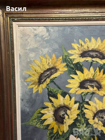 Картина масло със сланчогледи, снимка 8 - Картини - 54230363