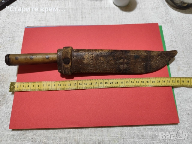 СТАР БУЙНОВСКИ НОЖ с ДЪРВЕНА  КАНИЯ , снимка 3 - Други ценни предмети - 54047956