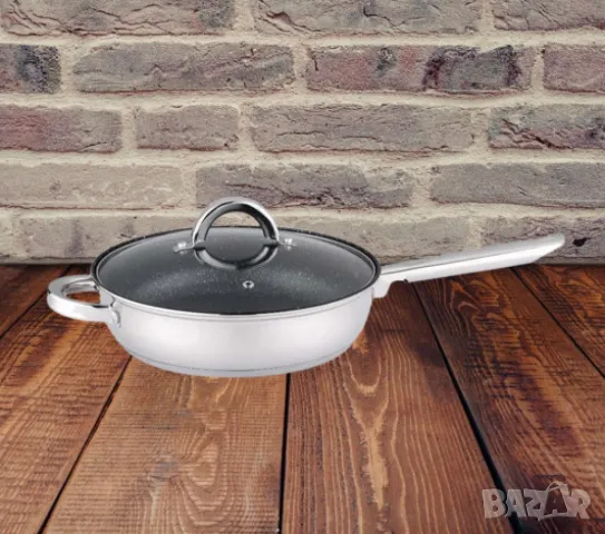 Тиган с капак Rosberg R51210L24TM, 24x6.5см., Неръждаема стомана, Мраморно покритие, снимка 1