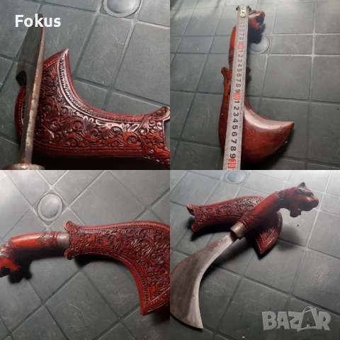 Уникален нож косер кинжал кания дърворезба абанос, снимка 7 - Антикварни и старинни предмети - 50954149