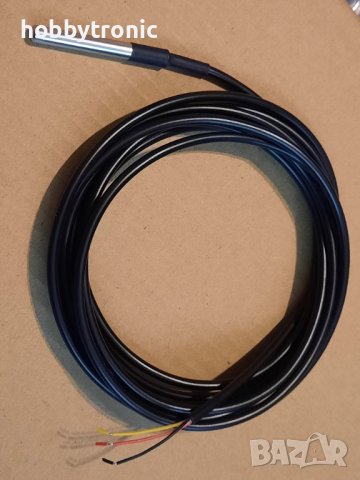 Цифров датчик на температура DS18B20 с кабел 1м, 3м, снимка 2 - Друга електроника - 38732347