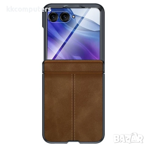 Кожен Калъф + Скрийн Протектор за Motorola Razr 60 Ultra 5G – Черен / Кафяв, Сгъваем Дизайн, снимка 2 - Калъфи, кейсове - 50745487