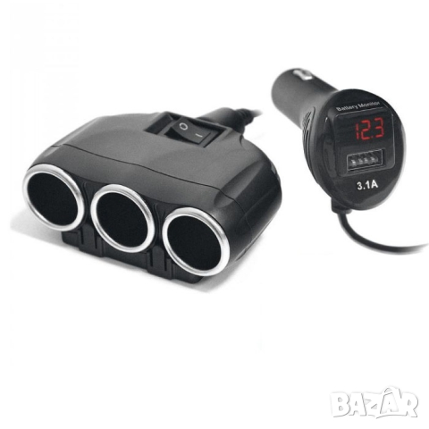 Разклонител за запалка + волтметър