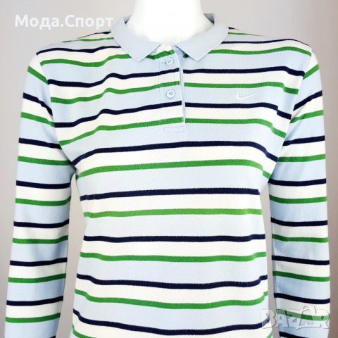 Nike Оригинална Спортна Блуза Тениска с Яка Дълъг Ръкав (L)