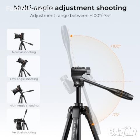 Нов K&F Concept Лек Статив за Смартфон и Камера 152cm + Bluetooth Дистанционно, снимка 3 - Друга електроника - 42840176