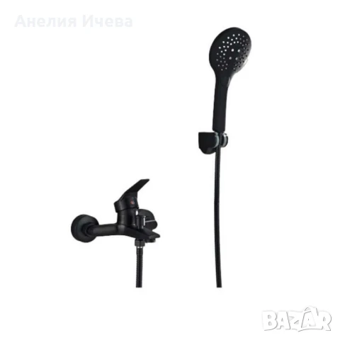 Смесител за баня и душ, черен мат за вана с две функции и стенен монтаж, снимка 4 - Други стоки за дома - 51055102