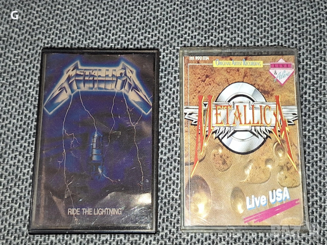 Аудио касети Metallica: Ride the lightning & Live USA. Качествен студиен запис, кутия, обложка.