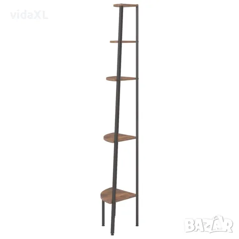 vidaXL Ъглова етажерка с 5 рафта Тъмнокафяво и черно 45,5x31,5x180 см, снимка 4 - Етажерки - 56147063