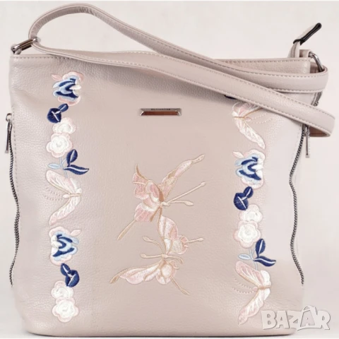 Нежна дамска чанта с флорална бродерия, снимка 5 - Чанти - 50642260