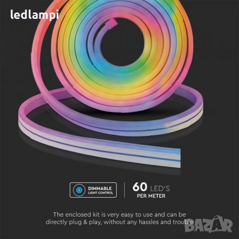 LED SMART NEON FLEX Комплект RGB 5050 Влагозащитен IP68, снимка 5 - Лед осветление - 40082693