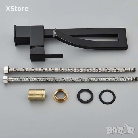 Смесител за мивка модел водопад, матов, черен, снимка 5 - Смесители - 52588666