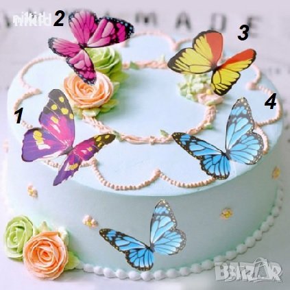 10 бр картонени пеперуди топер за декорация и украса торта мъфини и други