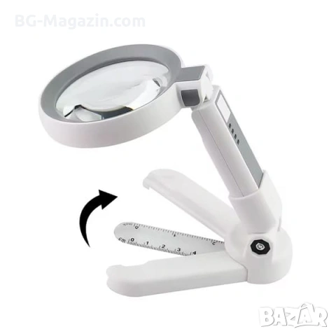 Акумулаторна ръчна увеличителна лупа с LED осветление USB зареждане за четене 4X увеличение и скала, снимка 12 - Други инструменти - 53032303