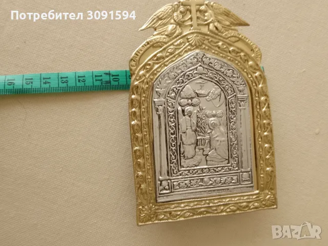 Миниатюрна икона  сребърно покритие 950 и 24k златно покритие, снимка 5 - Антикварни и старинни предмети - 49184748