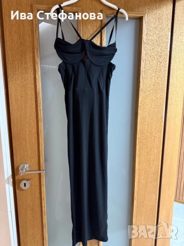 Нова черна еластична парти коктейлна официална рокля тип корсет миди midi дължна , снимка 4 - Рокли - 52721899