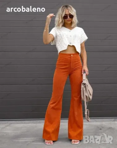 Дамски ежедневни панталони с висока талия от кадифе, 6цвята , снимка 10 - Панталони - 48279012