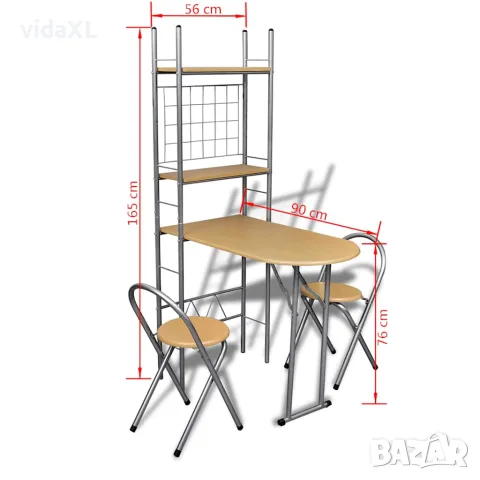 vidaXL Кухненски комплект 1 сгъваема маса и 2 сгъваеми стола, снимка 7 - Маси - 56146322