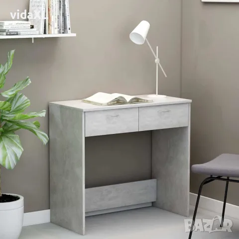 vidaXL Бюро, бетонно сиво, 80x40x75 см, инженерно дърво, снимка 2 - Бюра - 56147776