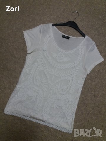 КРАСИВА бяла блуза с бродирана дантела , снимка 1
