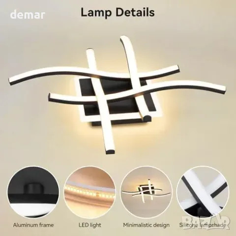 MELAYR LED полилей/плафон Modern – таванно осветление с 3 температури 3000K/4500K/6500K, 29W, снимка 4 - Лампи за таван - 55849734