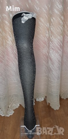 Черни чорапи със сребриста нишка с пандела , снимка 4 - Бельо - 35627580