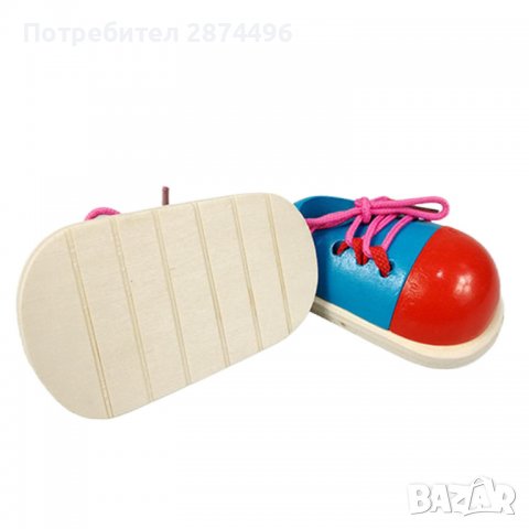 3676 2 броя дървени обувки за връзване с връзки, снимка 10 - Образователни игри - 37876935