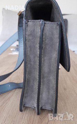 *Daris Дарис сива чанта велур и кожа, снимка 4 - Чанти - 38587178