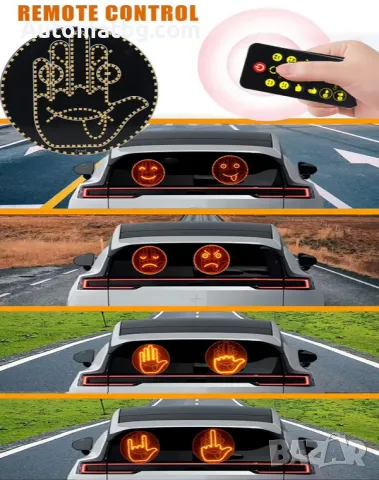 LED табела за автомобил Automat, Светеща ръка, Емоджи, снимка 3 - Аксесоари и консумативи - 48694886