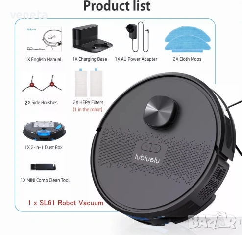 Робот прахосмукачка за косми от домашни любимци, килими, Lubluelu SL61 с моп Alexa, снимка 9 - Прахосмукачки - 53250288