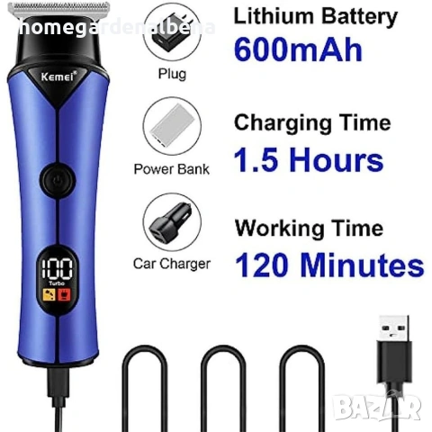 Професионална безжична машинка за подстригване Kemei KM-641, снимка 7 - Машинки за подстригване - 54076415