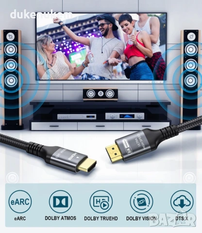 HDMI 2.1 кабел 10K / 8K, 48Gbps – 3 м, Ultra High Speed, снимка 6 - Мрежови адаптери - 53032592