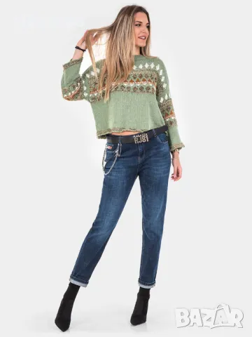 Дънки A.N.G Висок клас деним с кожен колан, снимка 2 - Дънки - 48313304