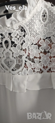 бяла блуза с рязана дантела, снимка 5 - Тениски - 54242036