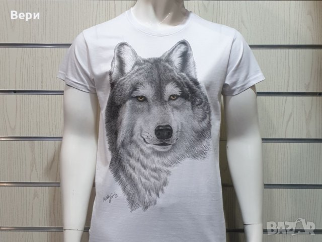 Страхотна нова мъжка тениска с дигитален печат Бял Вълк, Серия Вълци, снимка 8 - Тениски - 29104349