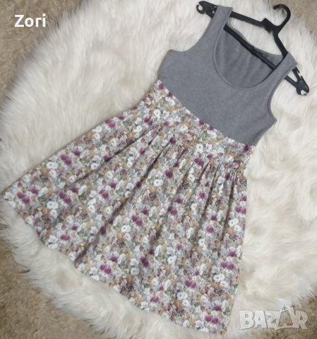 СИВА кукленска рокля с принт цветя, снимка 1