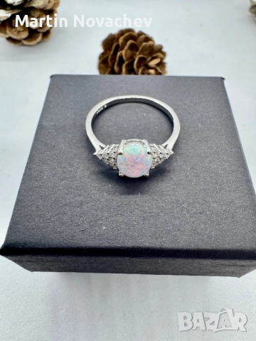 Сребърен пръстен с етиопски опал, снимка 8 - Пръстени - 52883341